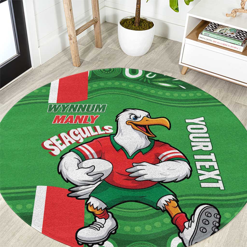 Wynnum Rugby Custom Round Carpet Go Manly Seagulls Aboriginal Art - Aussie Hoodie