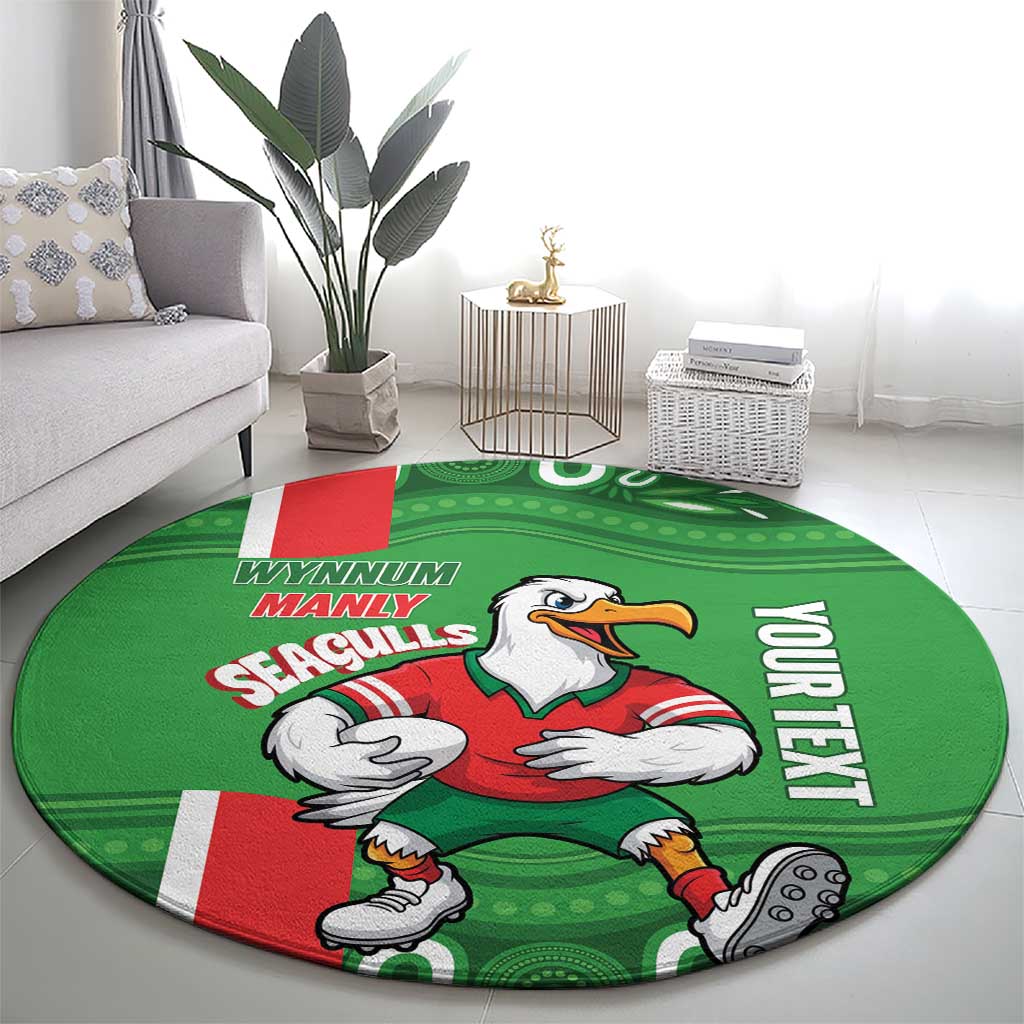 Wynnum Rugby Custom Round Carpet Go Manly Seagulls Aboriginal Art - Aussie Hoodie