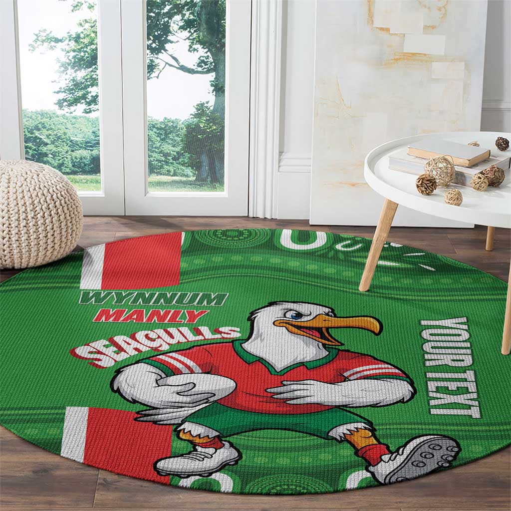Wynnum Rugby Custom Round Carpet Go Manly Seagulls Aboriginal Art - Aussie Hoodie