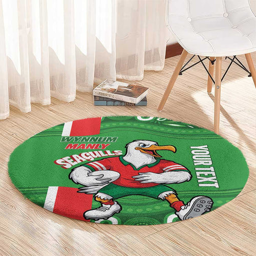 Wynnum Rugby Custom Round Carpet Go Manly Seagulls Aboriginal Art - Aussie Hoodie