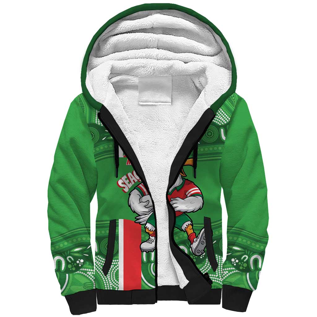 Wynnum Rugby Custom Sherpa Hoodie Go Manly Seagulls Aboriginal Art - Aussie Hoodie