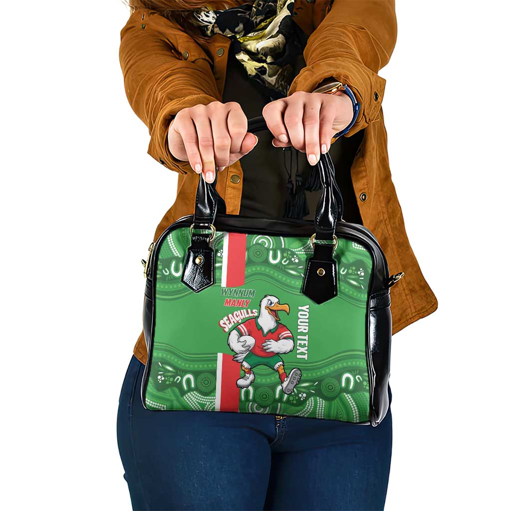 Wynnum Rugby Custom Shoulder Handbag Go Manly Seagulls Aboriginal Art - Aussie Hoodie