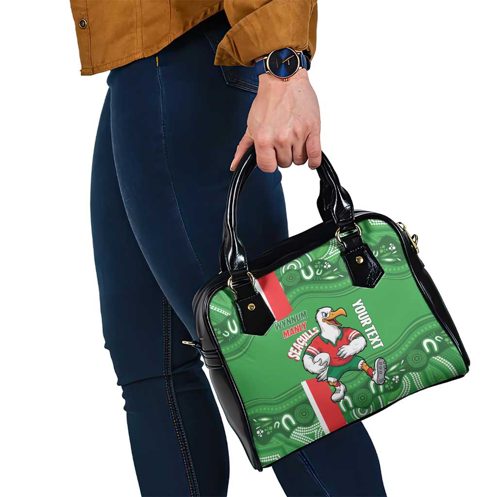 Wynnum Rugby Custom Shoulder Handbag Go Manly Seagulls Aboriginal Art - Aussie Hoodie