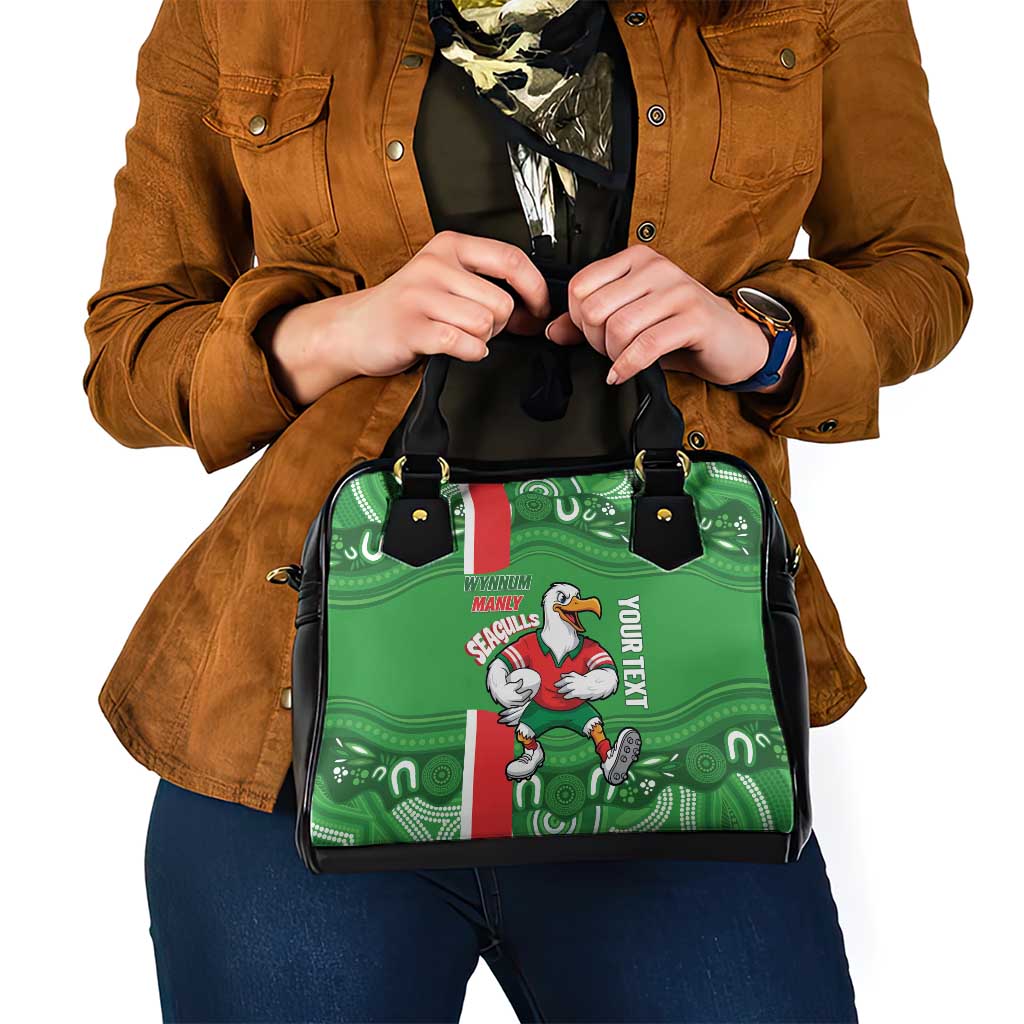 Wynnum Rugby Custom Shoulder Handbag Go Manly Seagulls Aboriginal Art - Aussie Hoodie