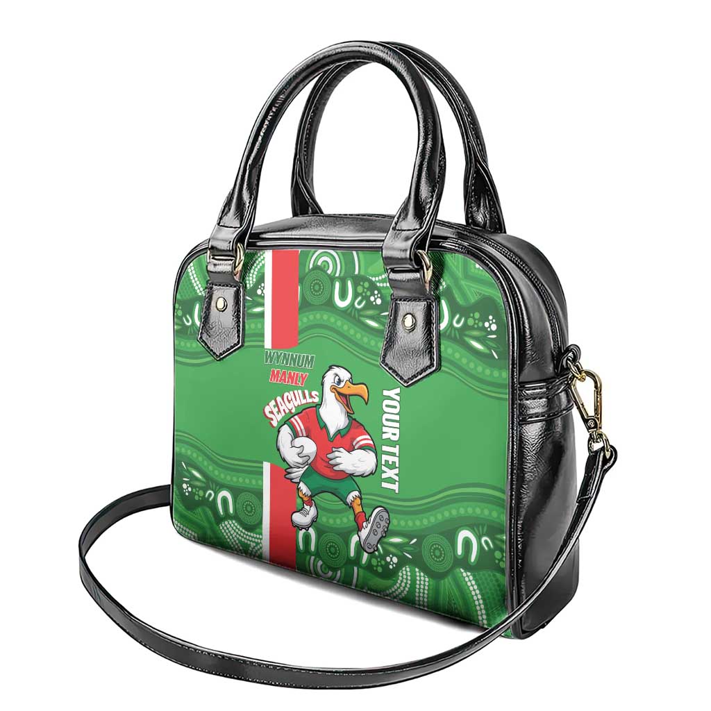 Wynnum Rugby Custom Shoulder Handbag Go Manly Seagulls Aboriginal Art - Aussie Hoodie