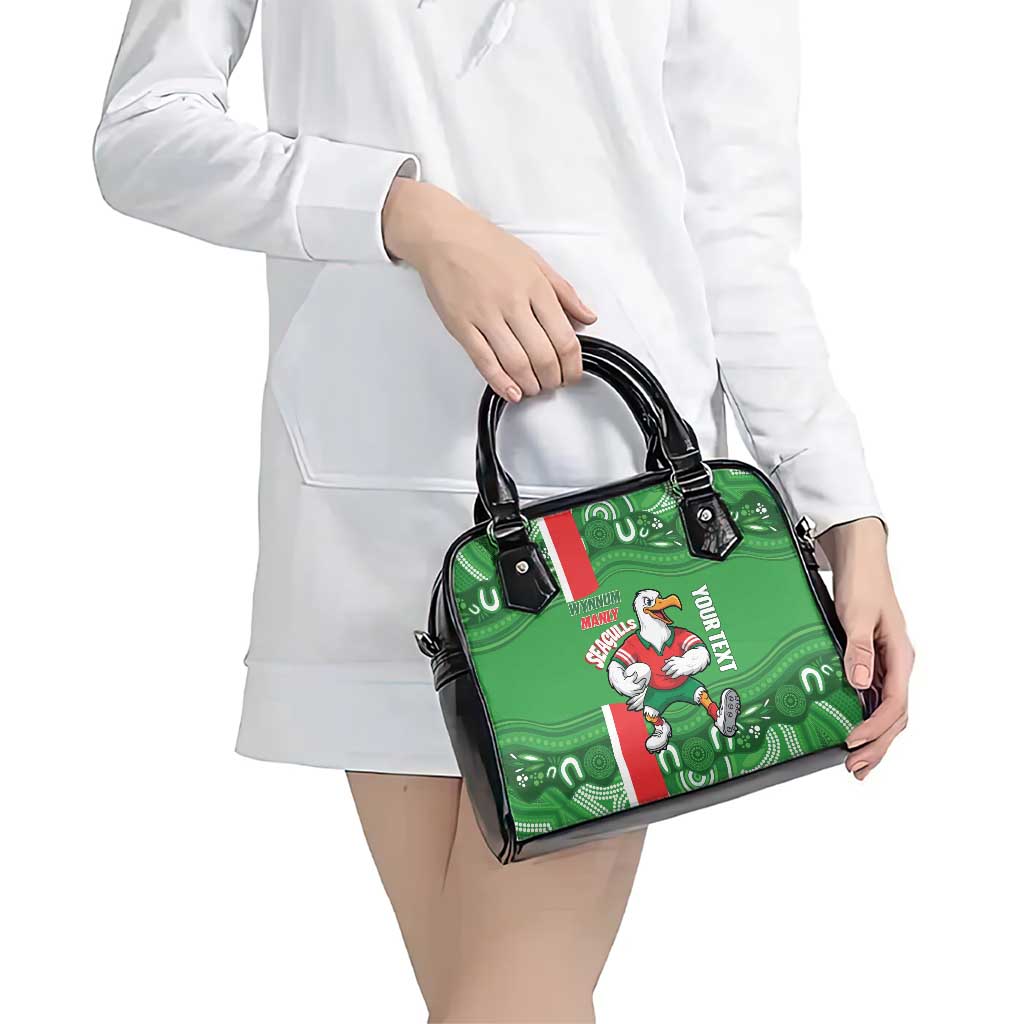 Wynnum Rugby Custom Shoulder Handbag Go Manly Seagulls Aboriginal Art - Aussie Hoodie