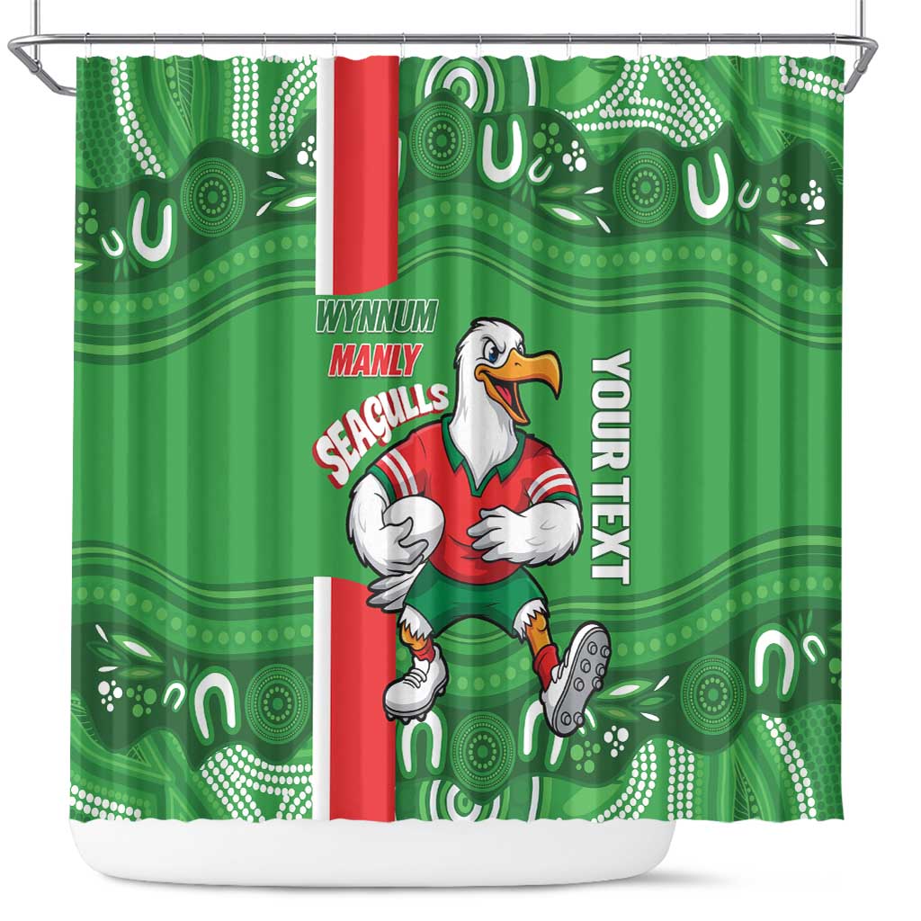 Wynnum Rugby Custom Shower Curtain Go Manly Seagulls Aboriginal Art - Aussie Hoodie