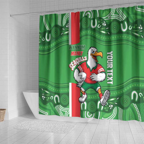 Wynnum Rugby Custom Shower Curtain Go Manly Seagulls Aboriginal Art - Aussie Hoodie