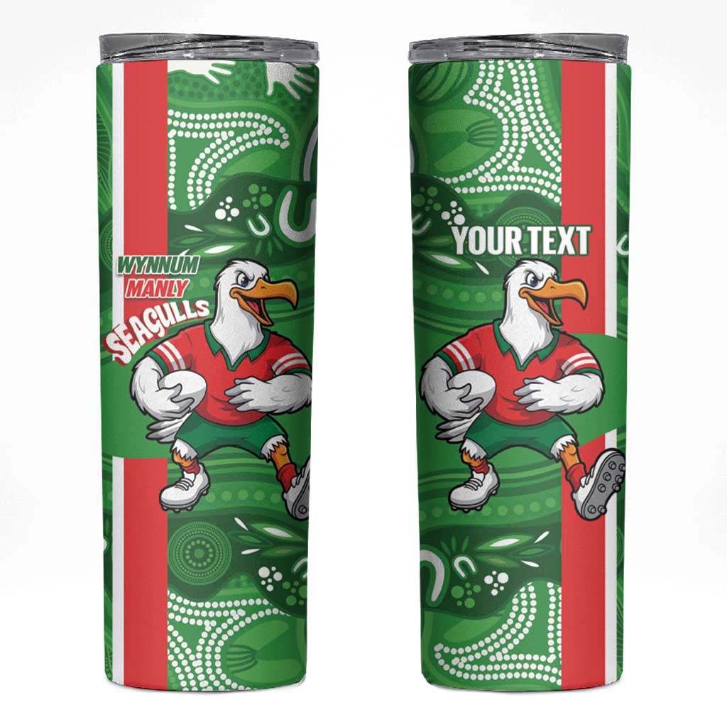 Wynnum Rugby Custom Skinny Tumbler Go Manly Seagulls Aboriginal Art - Aussie Hoodie