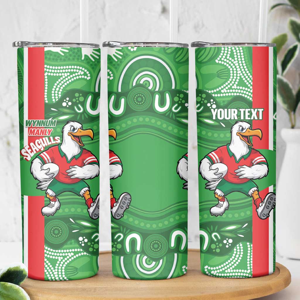 Wynnum Rugby Custom Skinny Tumbler Go Manly Seagulls Aboriginal Art - Aussie Hoodie
