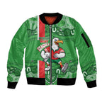Wynnum Rugby Custom Sleeve Zip Bomber Jacket Go Manly Seagulls Aboriginal Art - Aussie Hoodie