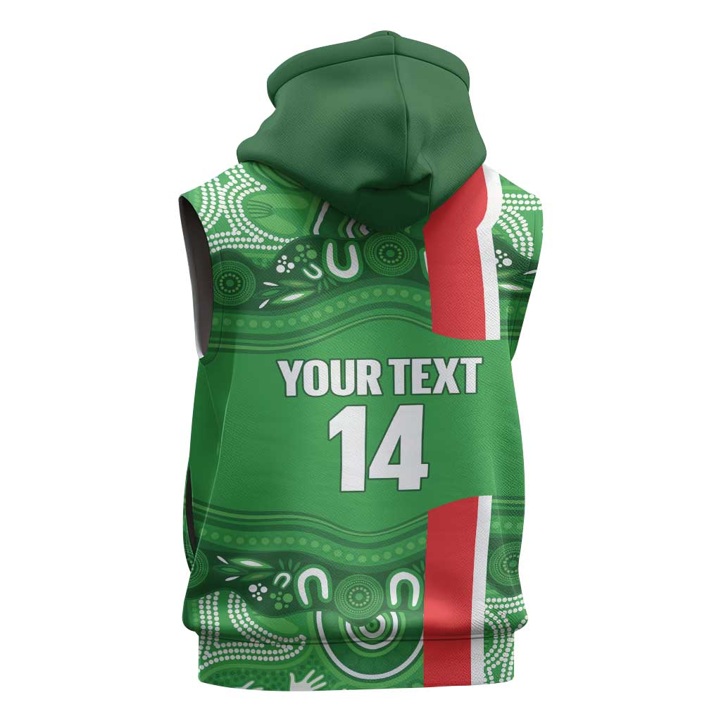 Wynnum Rugby Custom Sleeveless Hoodie Go Manly Seagulls Aboriginal Art - Aussie Hoodie