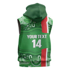 Wynnum Rugby Custom Sleeveless Hoodie Go Manly Seagulls Aboriginal Art - Aussie Hoodie