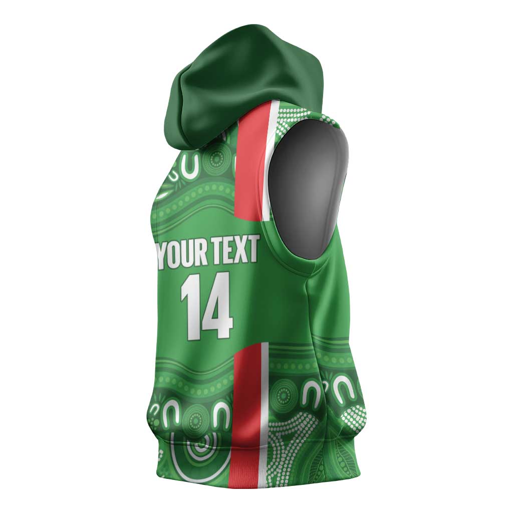 Wynnum Rugby Custom Sleeveless Hoodie Go Manly Seagulls Aboriginal Art - Aussie Hoodie