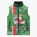 Wynnum Rugby Custom Sleeveless Puffer Jacket Go Manly Seagulls Aboriginal Art - Aussie Hoodie