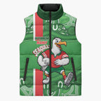 Wynnum Rugby Custom Sleeveless Puffer Jacket Go Manly Seagulls Aboriginal Art - Aussie Hoodie