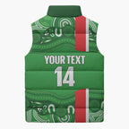Wynnum Rugby Custom Sleeveless Puffer Jacket Go Manly Seagulls Aboriginal Art - Aussie Hoodie