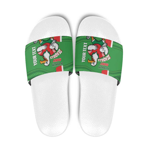 Wynnum Rugby Custom Slide Sandals Go Manly Seagulls Aboriginal Art - Aussie Hoodie