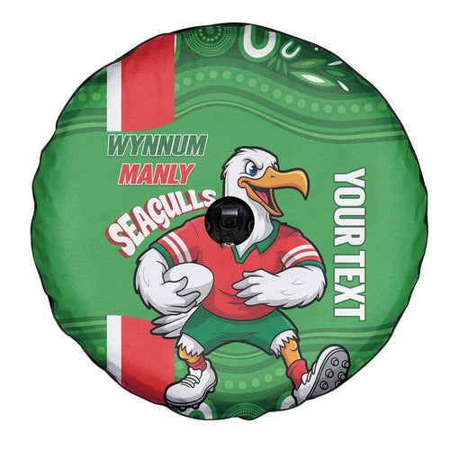 Wynnum Rugby Custom Spare Tire Cover Go Manly Seagulls Aboriginal Art - Aussie Hoodie