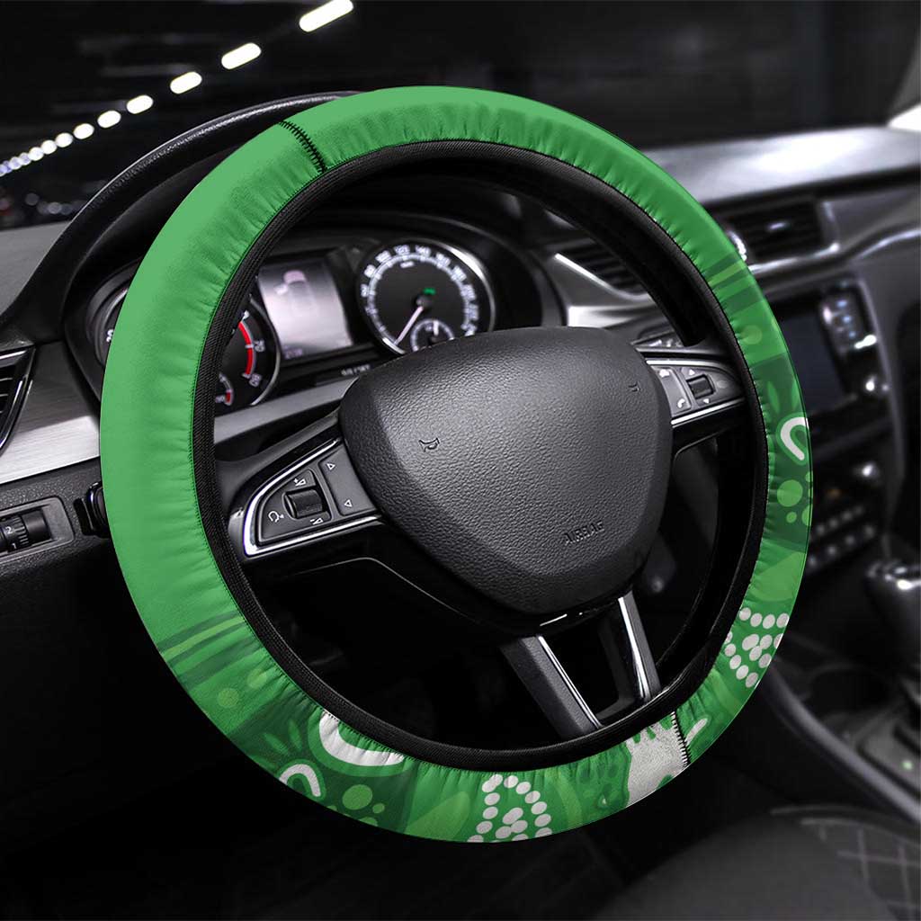 Wynnum Rugby Steering Wheel Cover Go Manly Seagulls Aboriginal Art - Aussie Hoodie