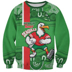 Wynnum Rugby Custom Sweatshirt Go Manly Seagulls Aboriginal Art - Aussie Hoodie