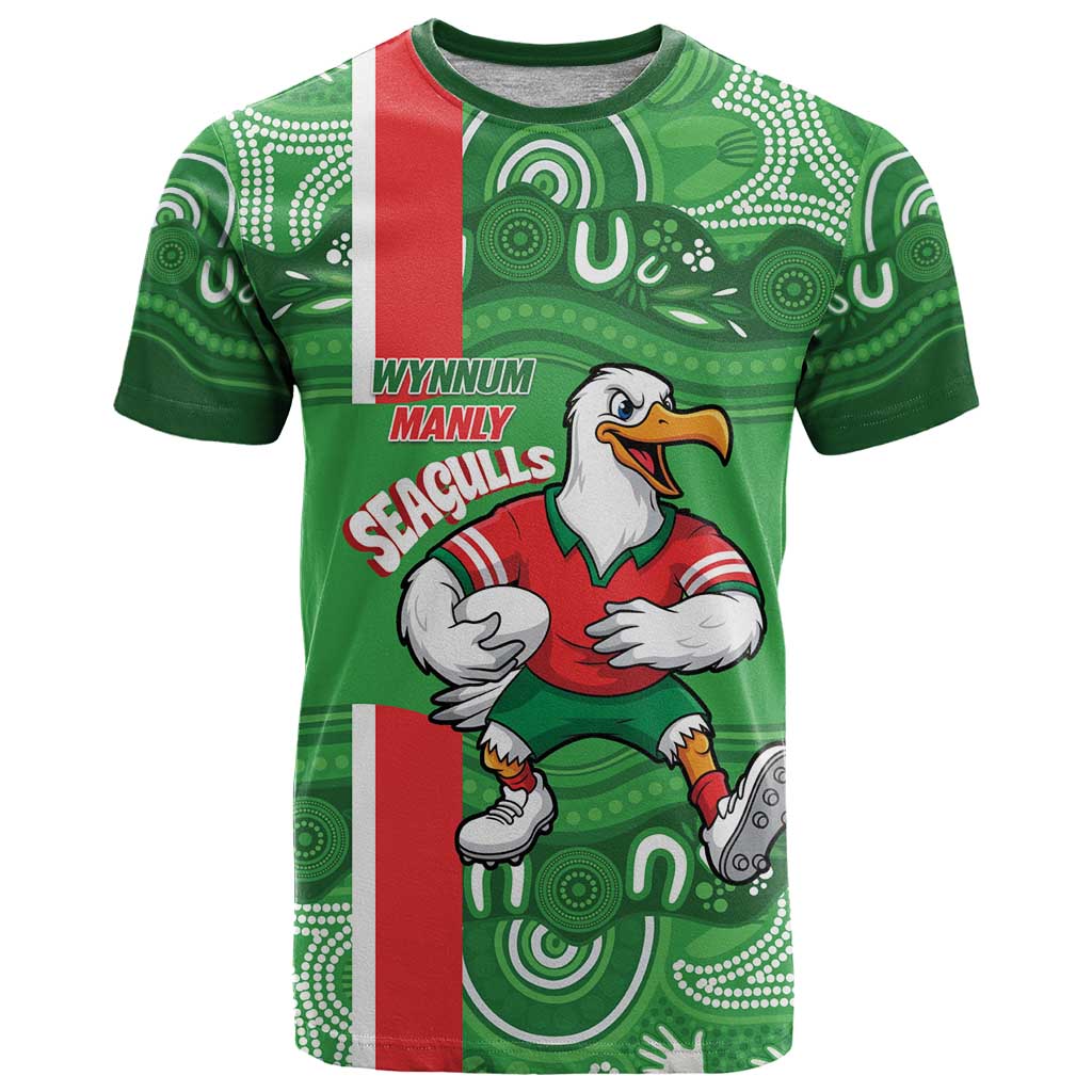 Wynnum Rugby Custom T Shirt Go Manly Seagulls Aboriginal Art - Aussie Hoodie