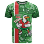 Wynnum Rugby Custom T Shirt Go Manly Seagulls Aboriginal Art - Aussie Hoodie
