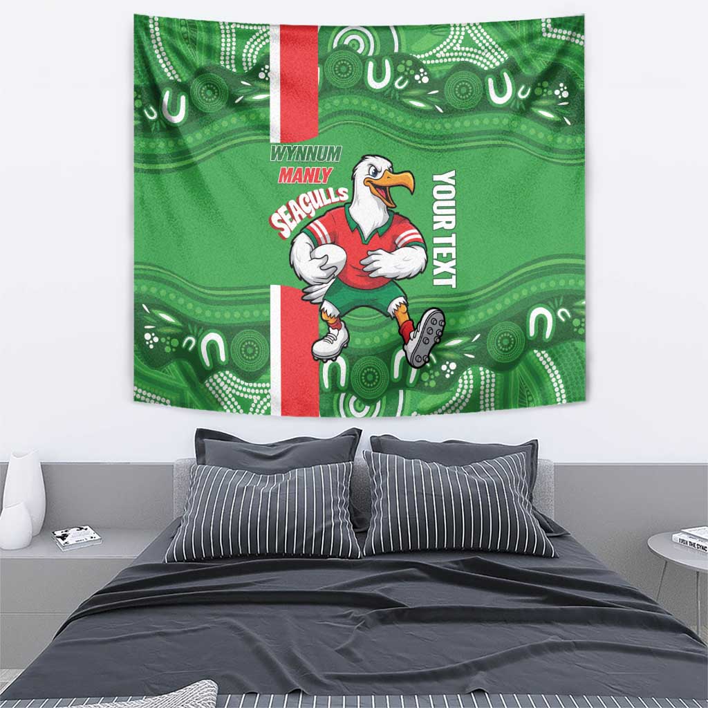 Wynnum Rugby Custom Tapestry Go Manly Seagulls Aboriginal Art - Aussie Hoodie