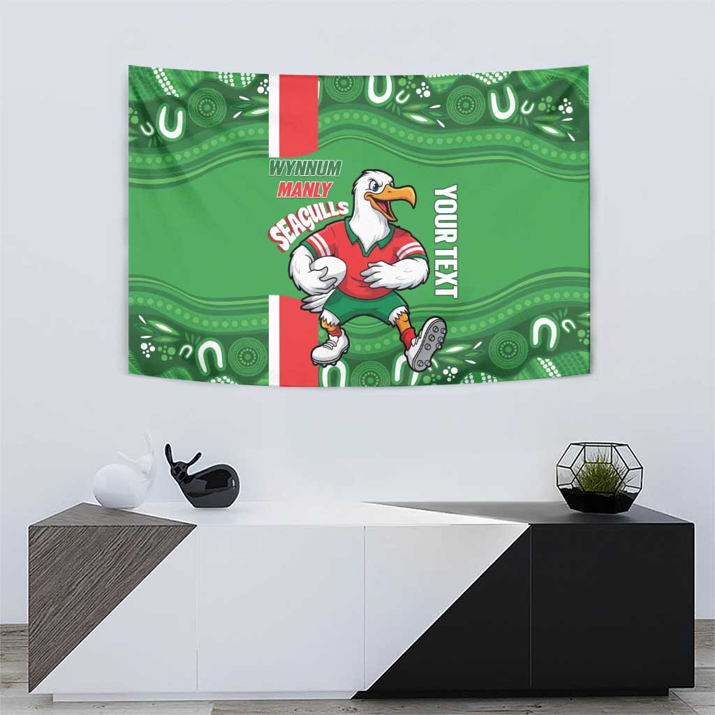 Wynnum Rugby Custom Tapestry Go Manly Seagulls Aboriginal Art - Aussie Hoodie