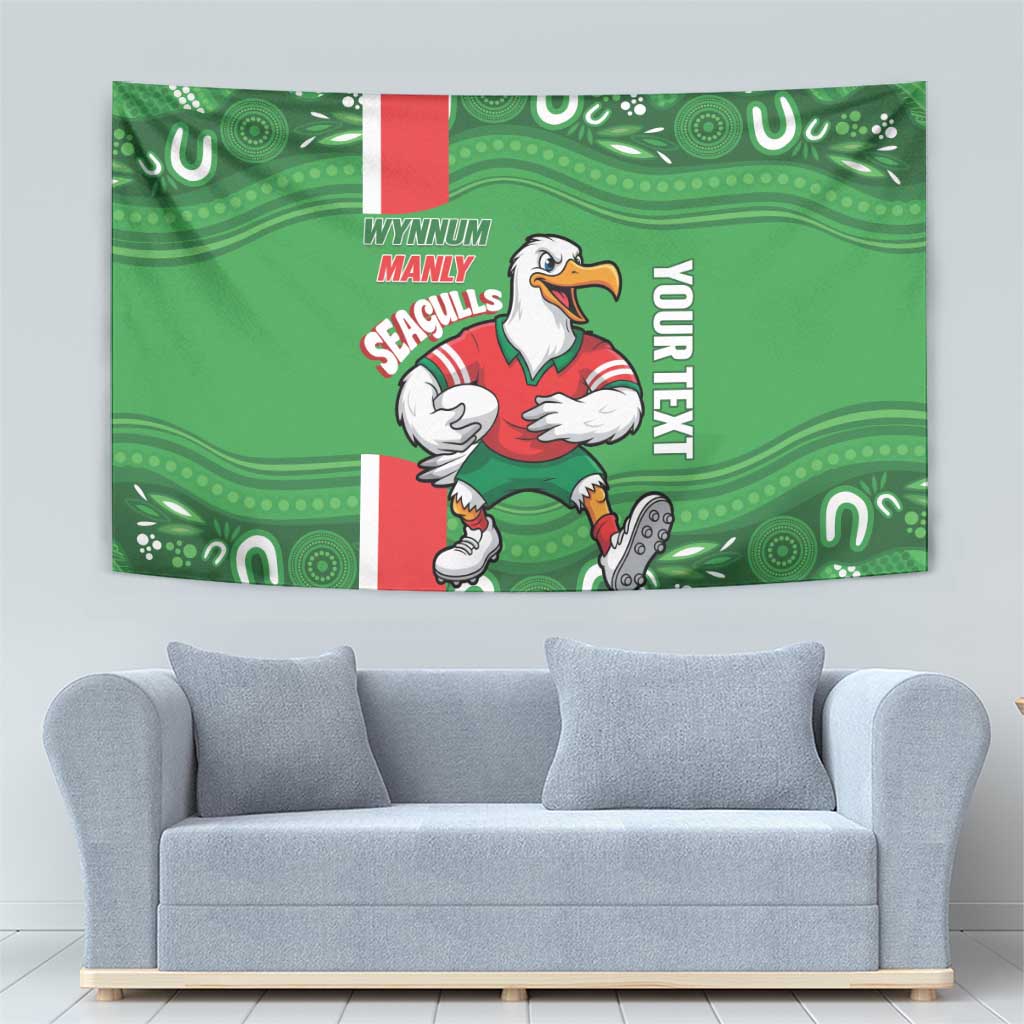 Wynnum Rugby Custom Tapestry Go Manly Seagulls Aboriginal Art - Aussie Hoodie