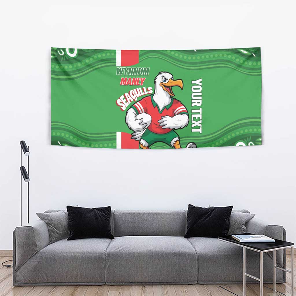 Wynnum Rugby Custom Tapestry Go Manly Seagulls Aboriginal Art - Aussie Hoodie