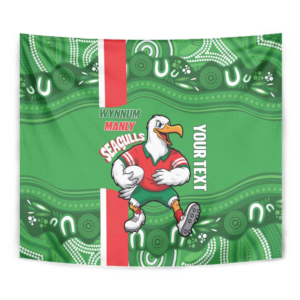 Wynnum Rugby Custom Tapestry Go Manly Seagulls Aboriginal Art - Aussie Hoodie