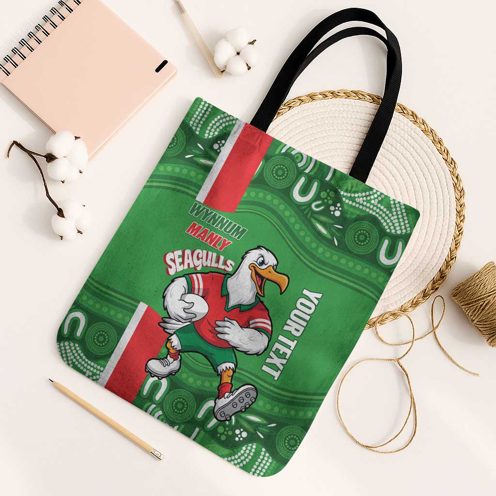 Wynnum Rugby Custom Tote Bag Go Manly Seagulls Aboriginal Art - Aussie Hoodie
