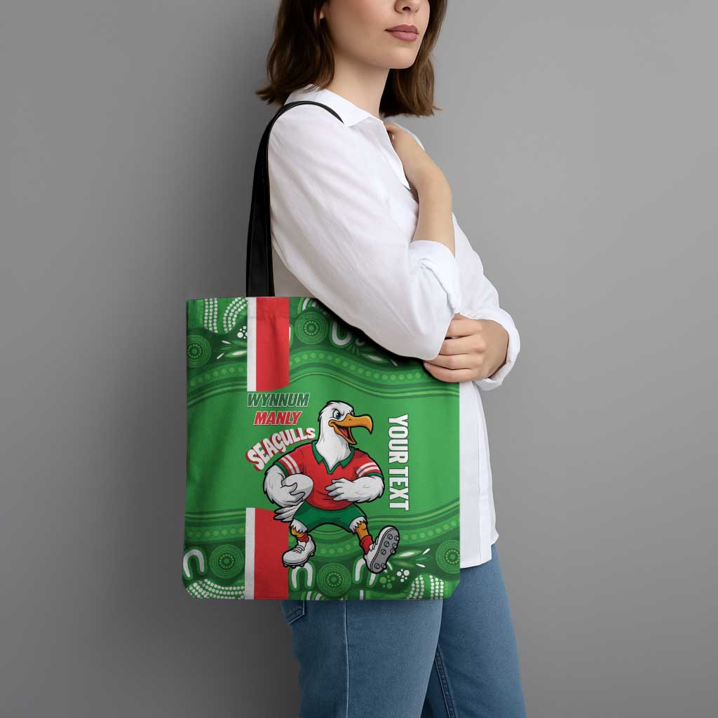 Wynnum Rugby Custom Tote Bag Go Manly Seagulls Aboriginal Art - Aussie Hoodie