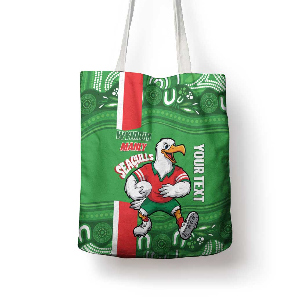 Wynnum Rugby Custom Tote Bag Go Manly Seagulls Aboriginal Art - Aussie Hoodie