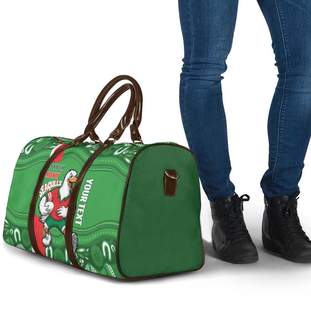 Wynnum Rugby Custom Travel Bag Go Manly Seagulls Aboriginal Art - Aussie Hoodie