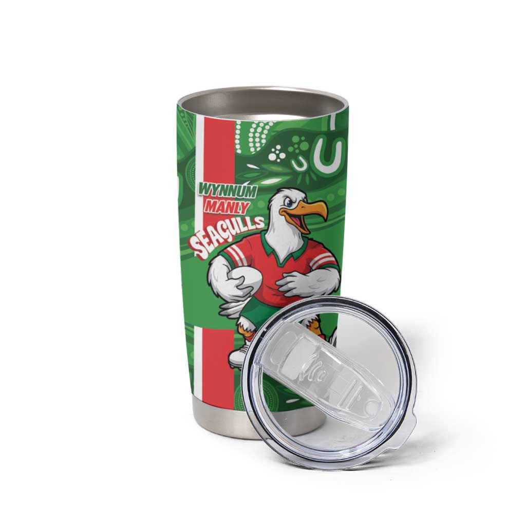 Wynnum Rugby Custom Tumbler Cup Go Manly Seagulls Aboriginal Art - Aussie Hoodie