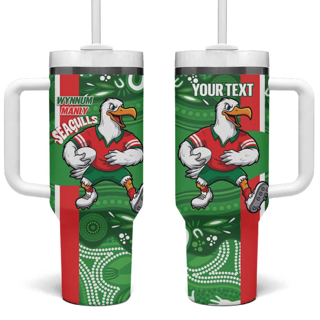 Wynnum Rugby Custom Tumbler With Handle Go Manly Seagulls Aboriginal Art - Aussie Hoodie