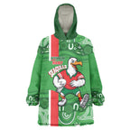 Wynnum Rugby Custom Wearable Blanket Hoodie Go Manly Seagulls Aboriginal Art - Aussie Hoodie