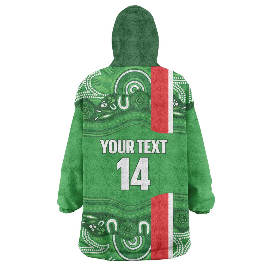 Wynnum Rugby Custom Wearable Blanket Hoodie Go Manly Seagulls Aboriginal Art - Aussie Hoodie