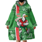 Wynnum Rugby Custom Wearable Blanket Hoodie Go Manly Seagulls Aboriginal Art - Aussie Hoodie