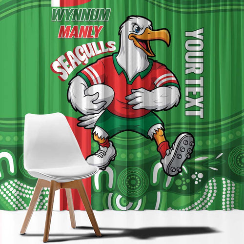 Wynnum Rugby Custom Window Curtain Go Manly Seagulls Aboriginal Art - Aussie Hoodie