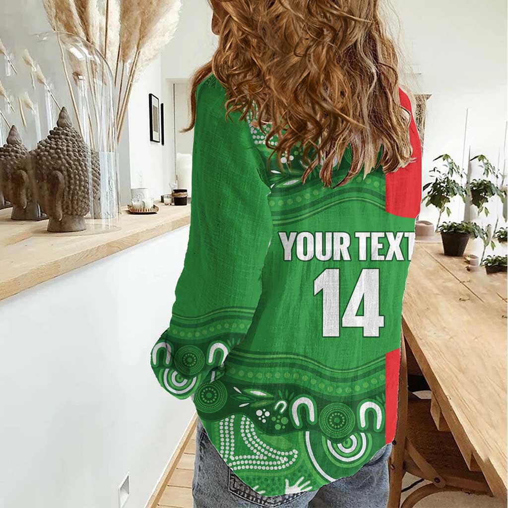 Wynnum Rugby Custom Women Casual Shirt Go Manly Seagulls Aboriginal Art - Aussie Hoodie