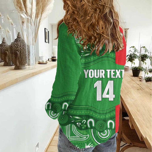 Wynnum Rugby Custom Women Casual Shirt Go Manly Seagulls Aboriginal Art - Aussie Hoodie