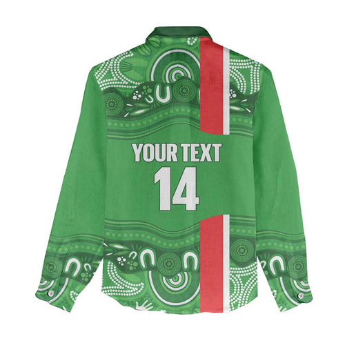 Wynnum Rugby Custom Women Casual Shirt Go Manly Seagulls Aboriginal Art - Aussie Hoodie