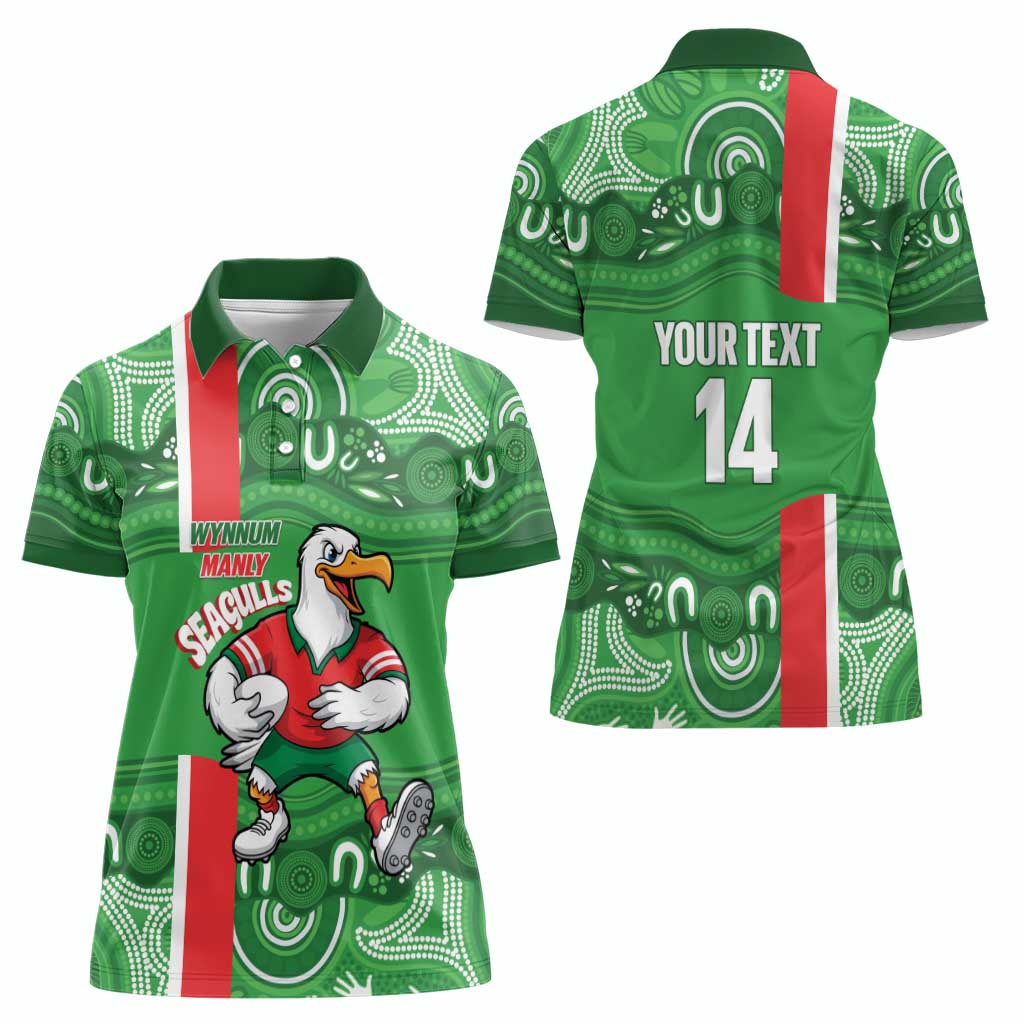 Wynnum Rugby Custom Women Polo Shirt Go Manly Seagulls Aboriginal Art - Aussie Hoodie