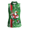 Wynnum Rugby Custom Women Sleeveless Polo Shirt Go Manly Seagulls Aboriginal Art - Aussie Hoodie