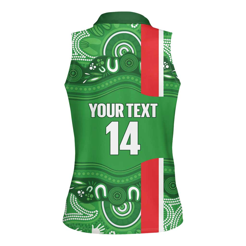 Wynnum Rugby Custom Women Sleeveless Polo Shirt Go Manly Seagulls Aboriginal Art - Aussie Hoodie