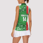 Wynnum Rugby Custom Women Sleeveless Polo Shirt Go Manly Seagulls Aboriginal Art - Aussie Hoodie