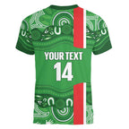 Wynnum Rugby Custom Women V-Neck T-Shirt Go Manly Seagulls Aboriginal Art - Aussie Hoodie